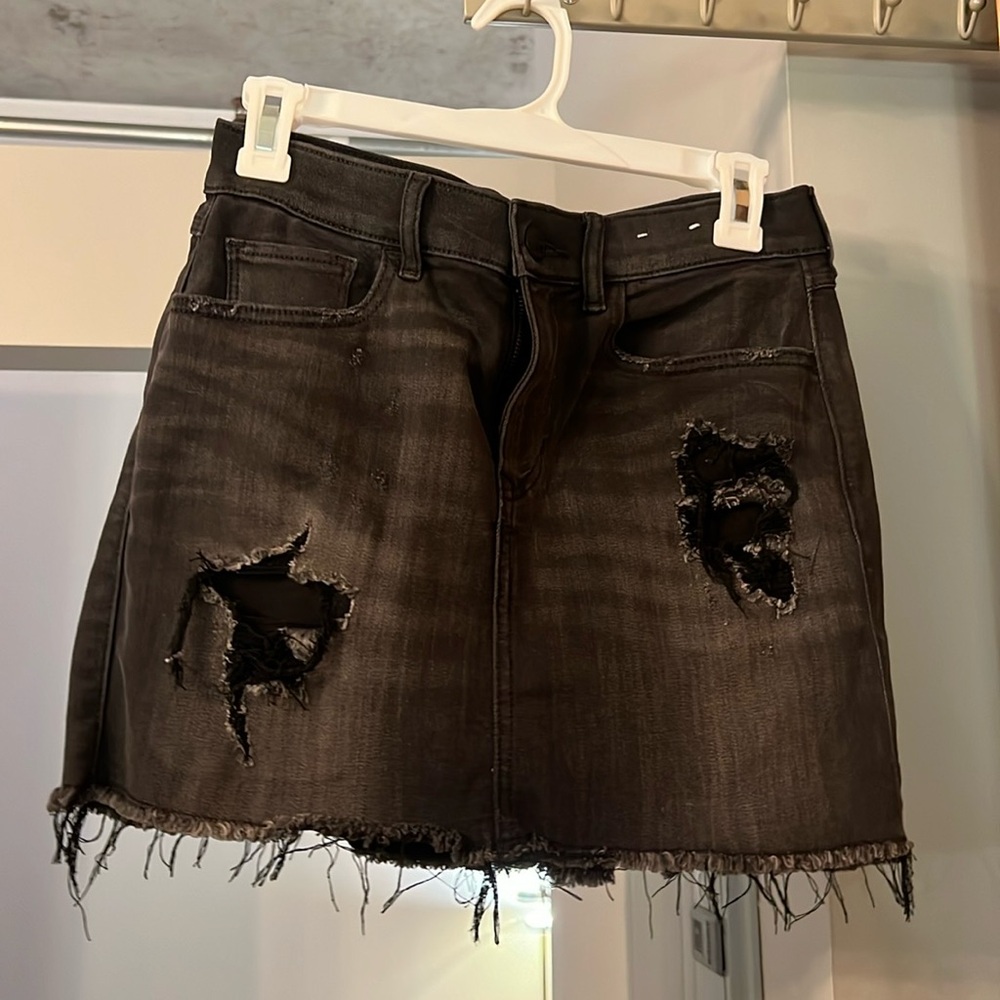 Black denim skirt